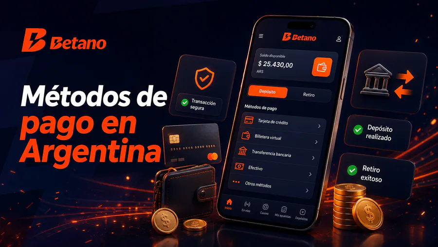 Métodos de pago en Betano Argentina con depósito, retiro, billetera virtual y transacción segura